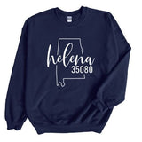 Gildan Helena Zip Code 35080 With Big State Outline - Sweatshirt