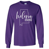 Gildan Helena Zip Code 35080 With Big State Outline - Long Sleeve Shirt