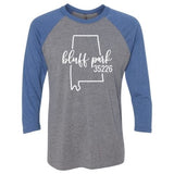 Bluff Park Zip Code 35226 With Big State Outline - Raglan