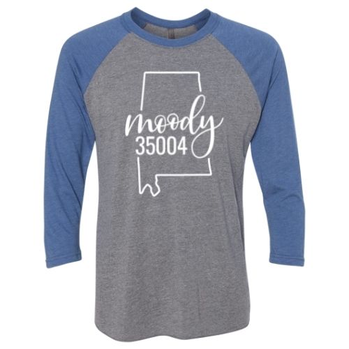 Moody Zip Code 35004 With Big State Outline - Raglan