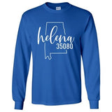 Gildan Helena Zip Code 35080 With Big State Outline - Long Sleeve Shirt