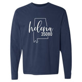 Comfort Colors Helena Zip Code 35080 With Big State Outline - Long Sleeve Shirt