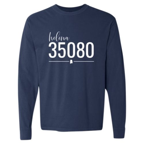 Comfort Colors Helena Zip Code 35080 With Line Underneath - Long Sleeve Shirt